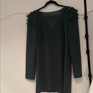 Elegant Green Ruffle Sleeve Dress